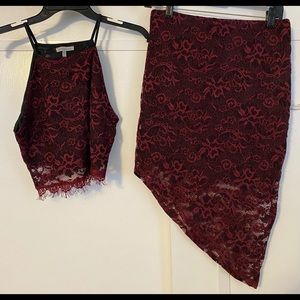 Charlotte Russe red and black lace matching set size medium